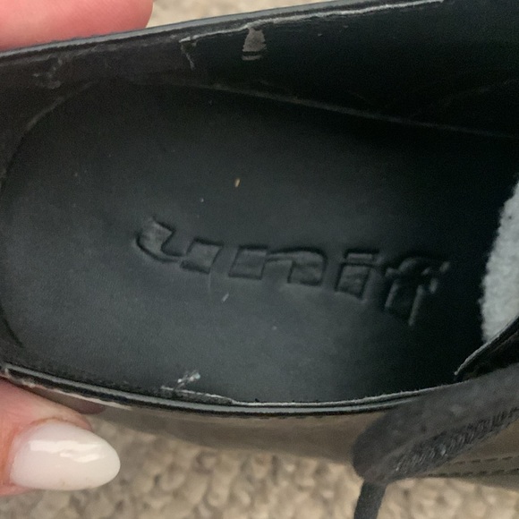 Vtg Unif black leather mega platform Oxford boho chunky heel loafer shoes sz 11 - Picture 5 of 8